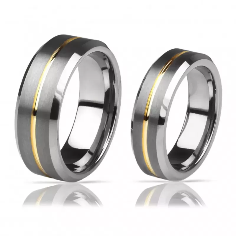 Кольцо из карбида вольфрама INFY R-TG-0110 с золотистой полосой