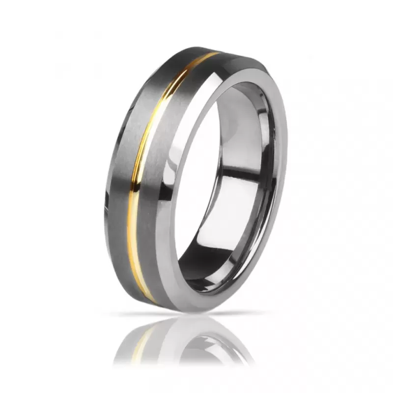 Кольцо из карбида вольфрама INFY R-TG-0110 с золотистой полосой