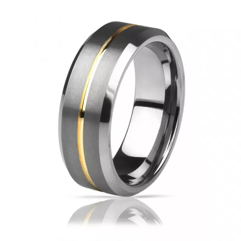 Кольцо из карбида вольфрама INFY R-TG-0110 с золотистой полосой