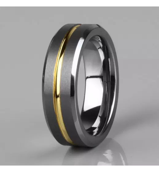Кольцо из карбида вольфрама INFY R-TG-0110 с золотистой полосой