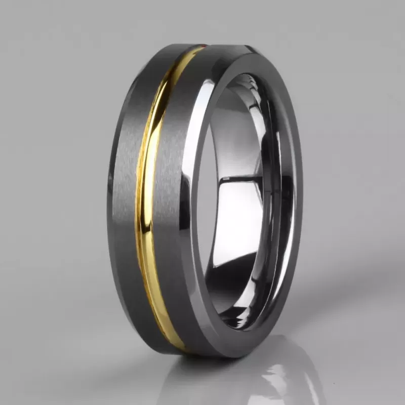 Кольцо из карбида вольфрама INFY R-TG-0110 с золотистой полосой