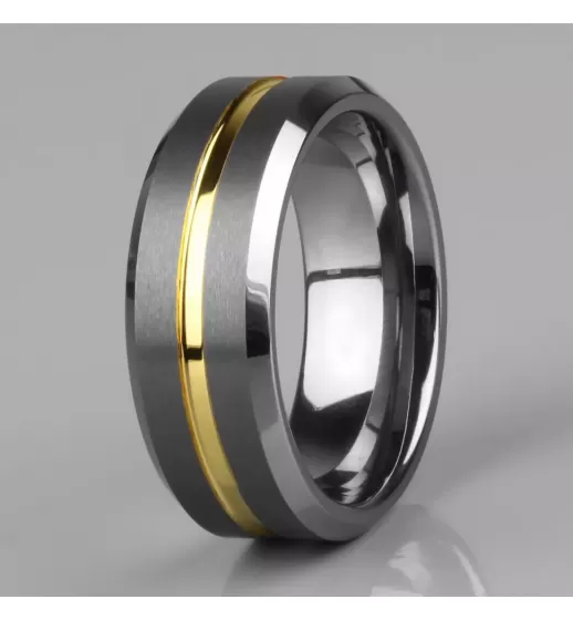 Кольцо из карбида вольфрама INFY R-TG-0110 с золотистой полосой
