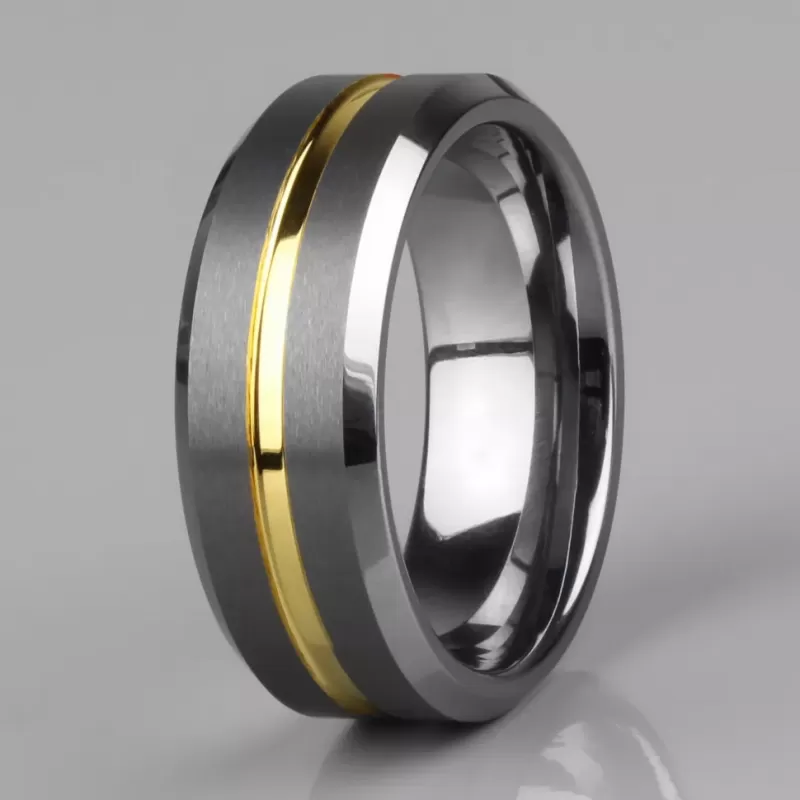 Кольцо из карбида вольфрама INFY R-TG-0110 с золотистой полосой