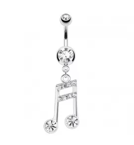 Серьга банан для пирсинга пупка PiercedFish NP-NSX-7654 в форме ноты с фианитами