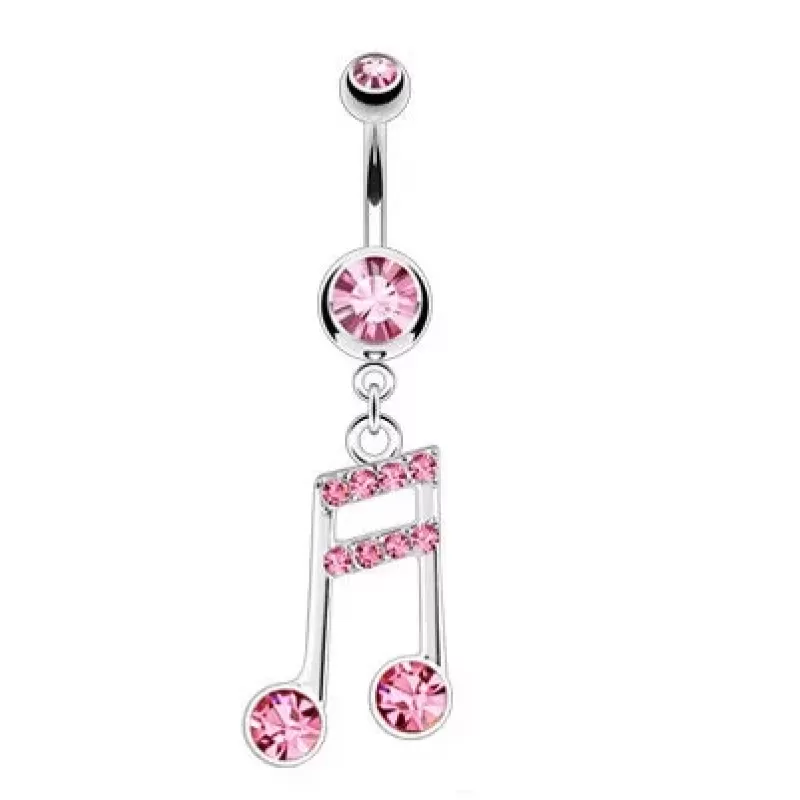 Серьга банан для пирсинга пупка PiercedFish NP-NSX-7654 в форме ноты с фианитами