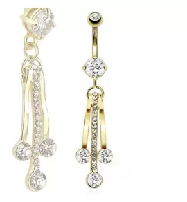 Пирсинг пупка банан PiercedFish GDPN13273, с фианитами