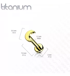 Титановая серьга лабрет с полумесяцем Pirslab TIL12-K для пирсинга хеликса, трагуса, губ