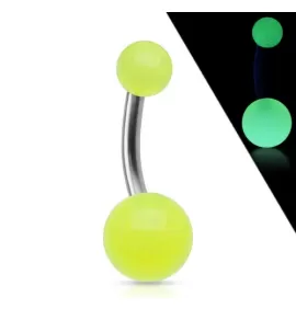 Титановая серьга банан для пупка Pirslab T23NG-G светящийся в темноте
