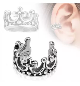 Серьга-обманка (кафф, клипса) на хрящ уха, хеликс TATIC EC14592 в виде короны (имитация пирсинга)