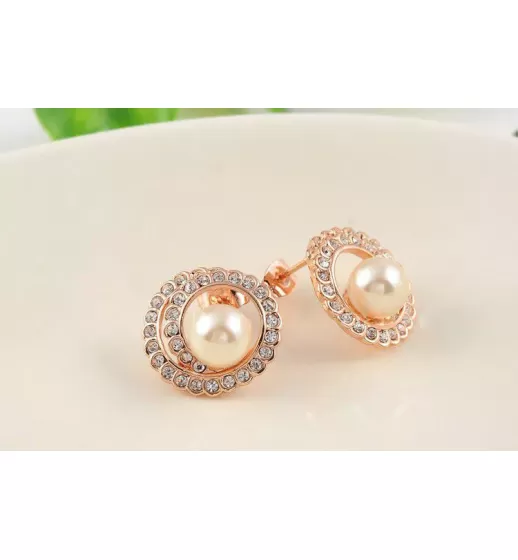 Серьги ROZI RR-43265B с жемчужиной и фианитами