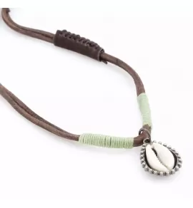 Кулон на кожаном шнурке Everiot NLP-DL-2071 с ракушкой