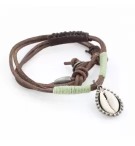 Кулон на кожаном шнурке Everiot NLP-DL-2071 с ракушкой