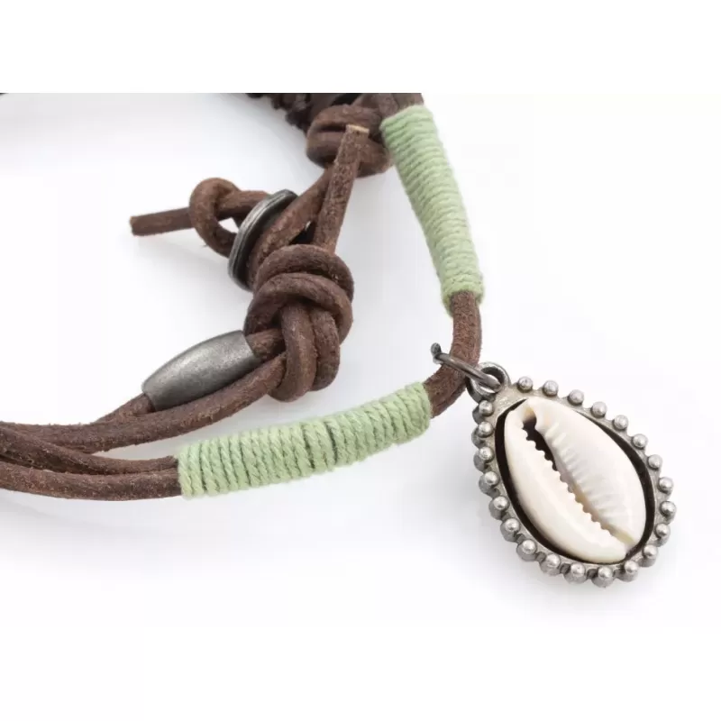 Кулон на кожаном шнурке Everiot NLP-DL-2071 с ракушкой