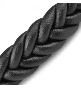 Черный кожаный браслет мужской Everiot BC-MJ-1573 в форме косы