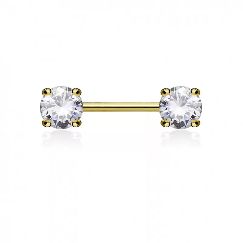 Штанга для пирсинга сосков PiercedFish KR10987 с фианитами