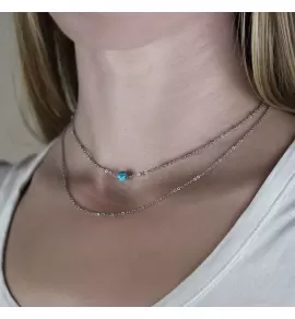 Женское колье из двух цепочек Everiot Select LNS-9016 и вставкой из апатита