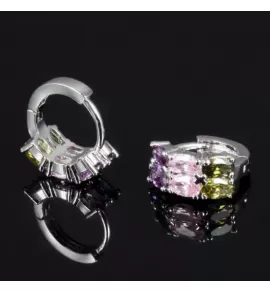 Женские серьги-кольца Everiot RR-XP-1110 с разноцветными фианитами