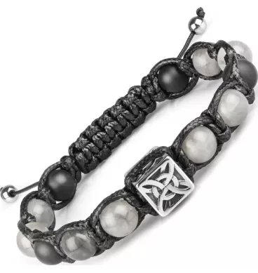 Плетеный браслет Шамбала из кварца и агата Everiot Select LNS-2091