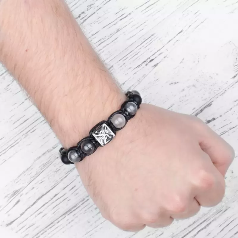 Плетеный браслет Шамбала из кварца и агата Everiot Select LNS-2091