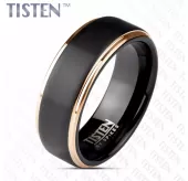 Кольцо Tisten из титан-вольфрама (тистена) R-TS-022 с черной матовой полосой посередине
