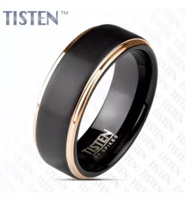 Кольцо Tisten из титан-вольфрама (тистена) R-TS-022 с черной матовой полосой посередине