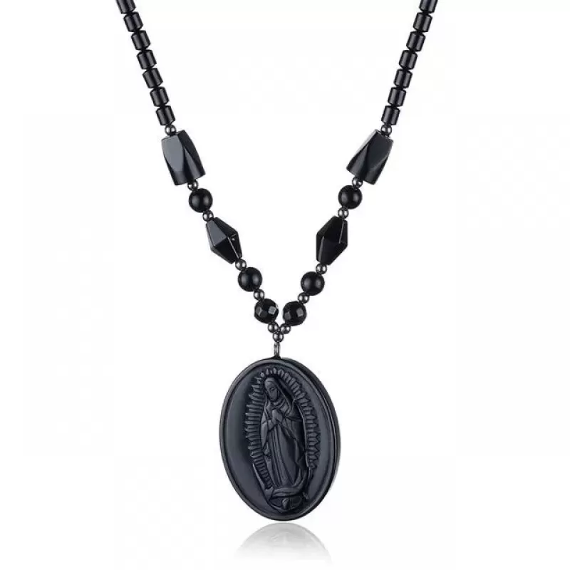 Ожерелье Everiot NC-XP-10983 из гематита с иконой