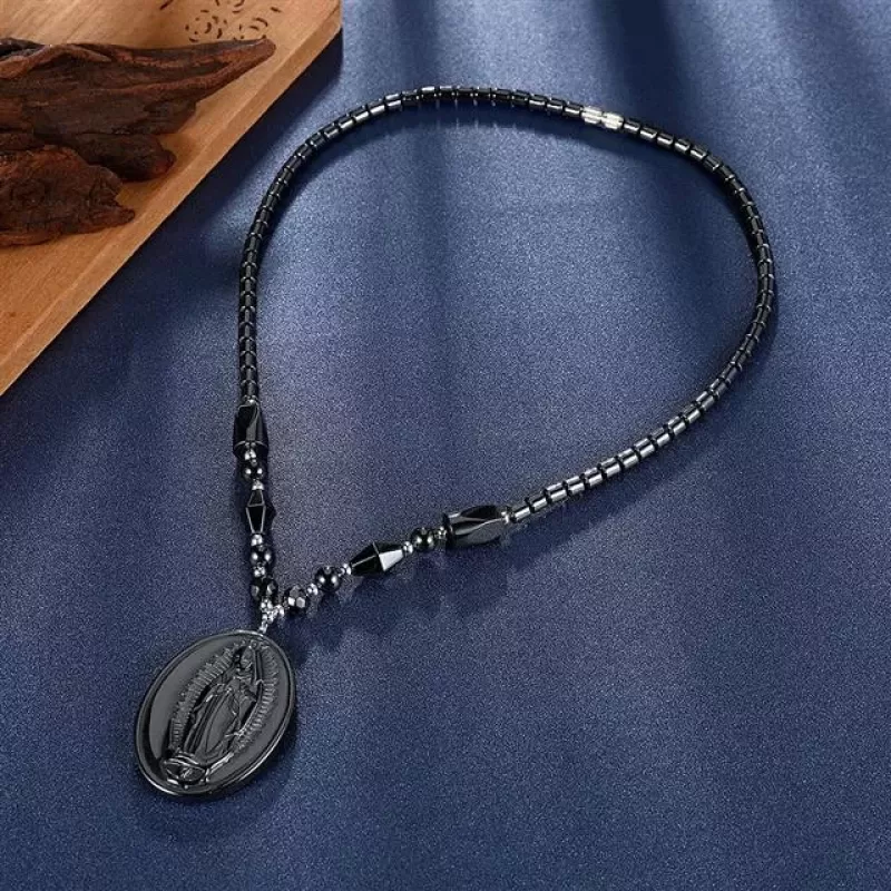 Ожерелье Everiot NC-XP-10983 из гематита с иконой