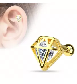 Микроштанга для пирсинга хряща уха, хеликса "Бриллиант" PiercedFish JA15943, серьга из стали с фианитом