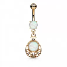 Пирсинг пупка банан PiercedFish N18096-RD с имитацией опала