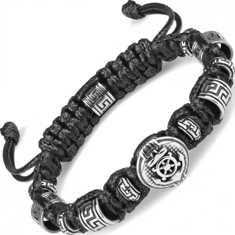 Мужской браслет в стиле Шамбала Everiot Select "Якорь" LNS-3049 из стальных бусин