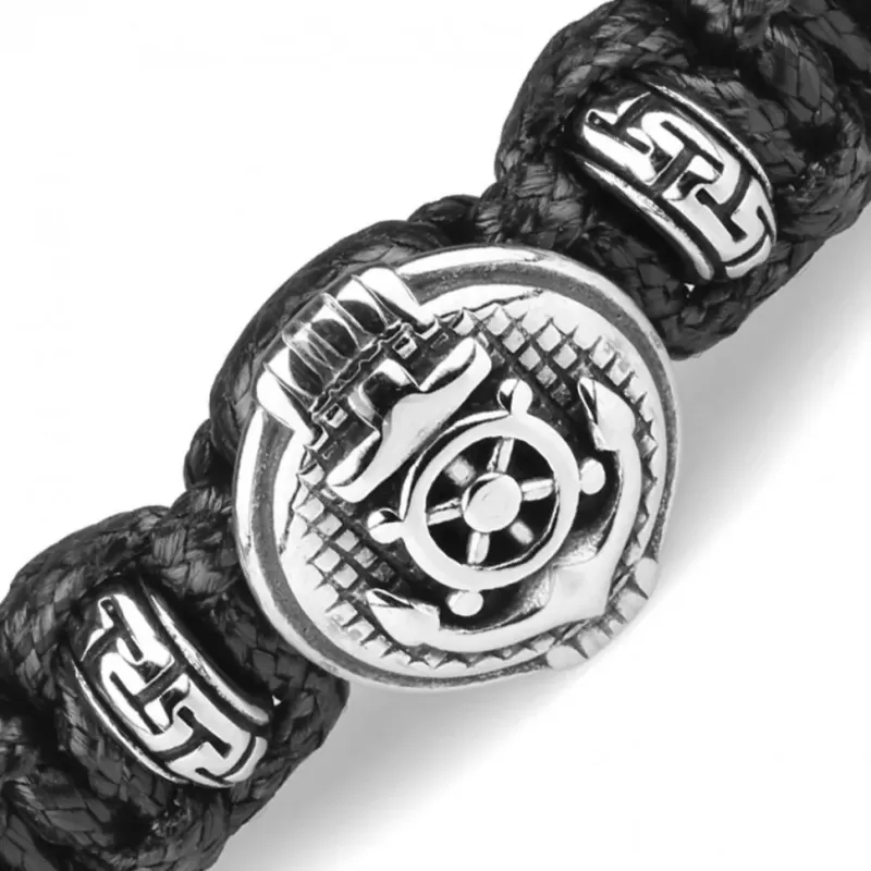 Мужской браслет в стиле Шамбала Everiot Select "Якорь" LNS-3049 из стальных бусин