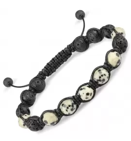 Браслет Шамбала из далматиновой яшмы и лавового камня Everiot Select LNS-2219