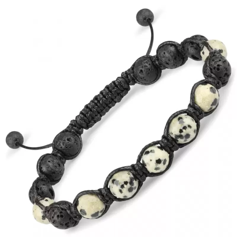 Браслет Шамбала из далматиновой яшмы и лавового камня Everiot Select LNS-2219