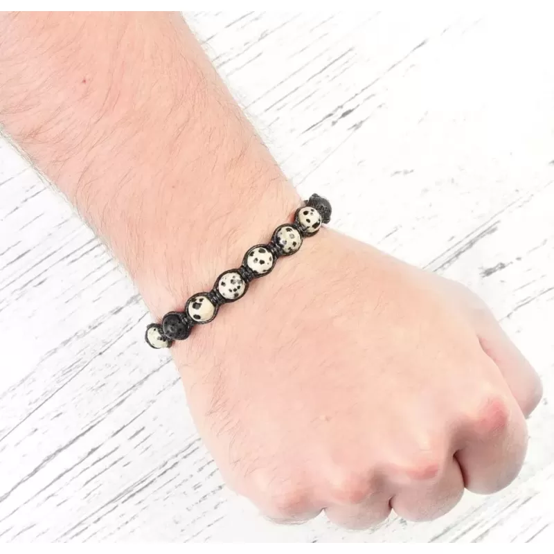 Браслет Шамбала из далматиновой яшмы и лавового камня Everiot Select LNS-2219