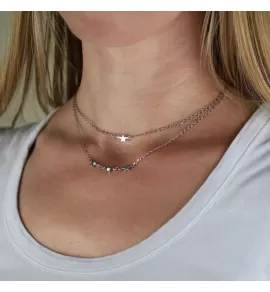 Колье из двух цепочек женское Everiot Select LNS-9017 со звездочками