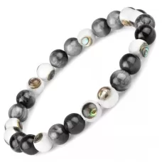 Браслет на резинке Everiot Select LNS-2242 из камня соколиный глаз с галиотисом