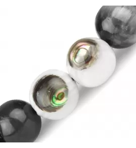 Браслет на резинке Everiot Select LNS-2242 из камня соколиный глаз с галиотисом