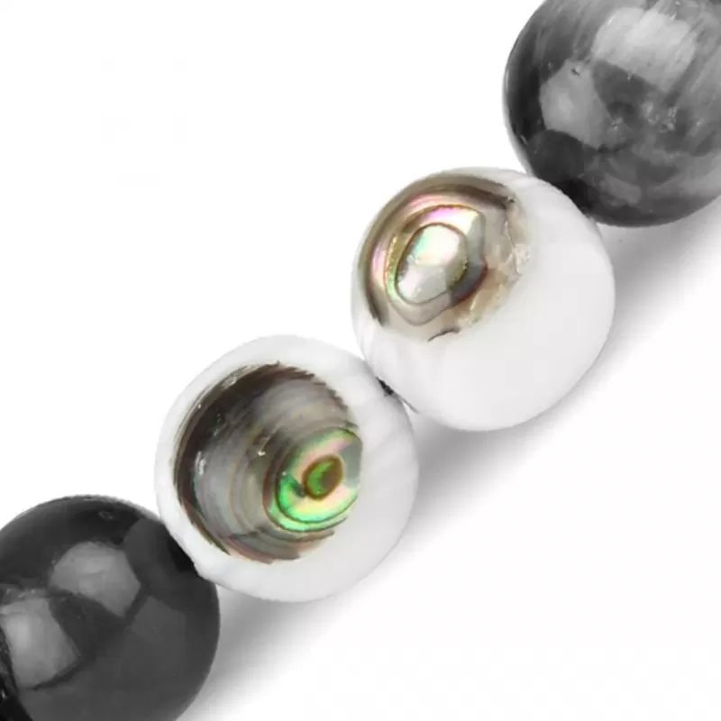 Браслет на резинке Everiot Select LNS-2242 из камня соколиный глаз с галиотисом