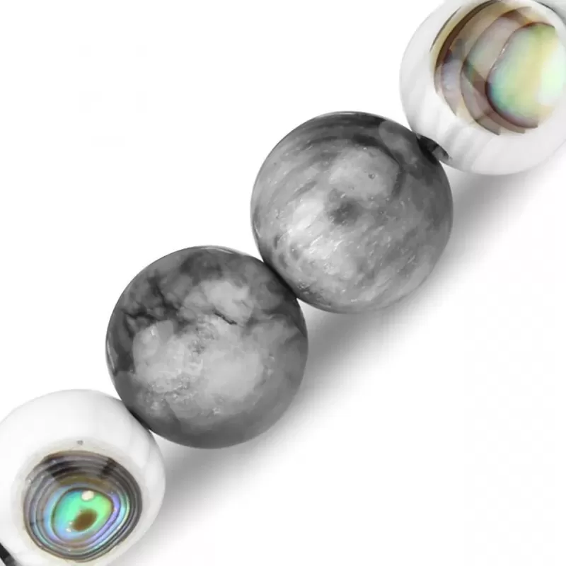 Браслет на резинке Everiot Select LNS-2242 из камня соколиный глаз с галиотисом