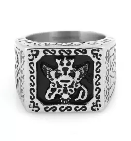 Мужской перстень из стали Spikes R-H2015 с изображением двуглавого орла