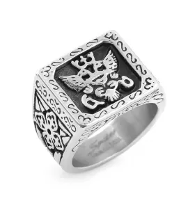 Мужской перстень из стали Spikes R-H2015 с изображением двуглавого орла