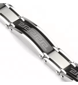 Жесткий мужской браслет TATIC SSBQ-3006 из стали с выгравированным орнаментом "лабиринт"