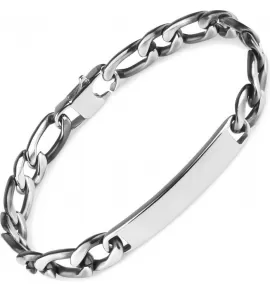 Мужской панцирный браслет-цепочка Everiot SB-ZS-7635 с пластиной для гравировки из стали