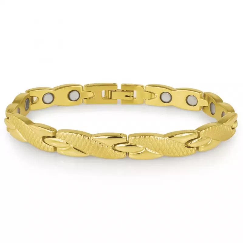 Мужской магнитный браслет из стали Magnetana KBM-180845 с покрытием цвета желтого золота