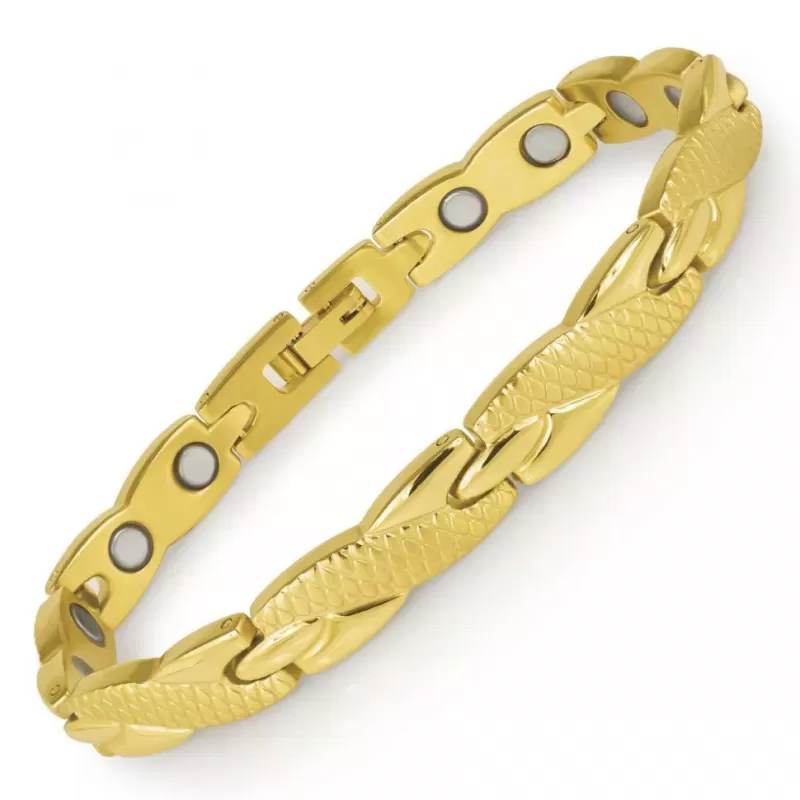 Мужской магнитный браслет из стали Magnetana KBM-180845 с покрытием цвета желтого золота