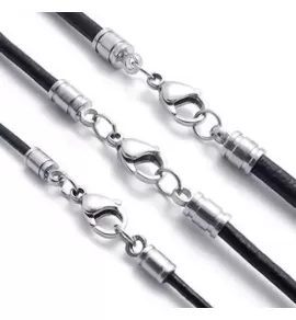 Кожаный шнурок черного цвета с карабином Everiot Select LC-P