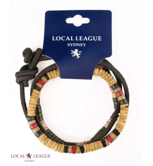 Набор мужских браслетов из кожи, дерева и кости  Local League CS-LBM20