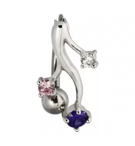 Штанга для пирсинга пупка Everiot AAB-379TBPN с подвеской и фианитами