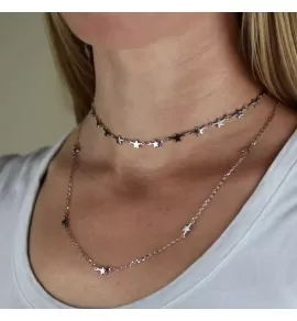 Колье из двух цепочек женское Everiot Select LNS-9018 со звездочками