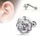 Серьга (микроштанга) для пирсинга трагуса/хеликса, хряща уха "Роза" PiercedFish JA15957 из стали с фианитами
